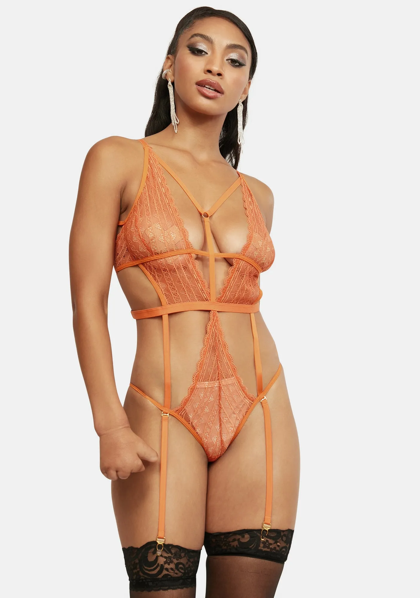 Everything You Want Lace Garter Teddy sold by Dolls Kill