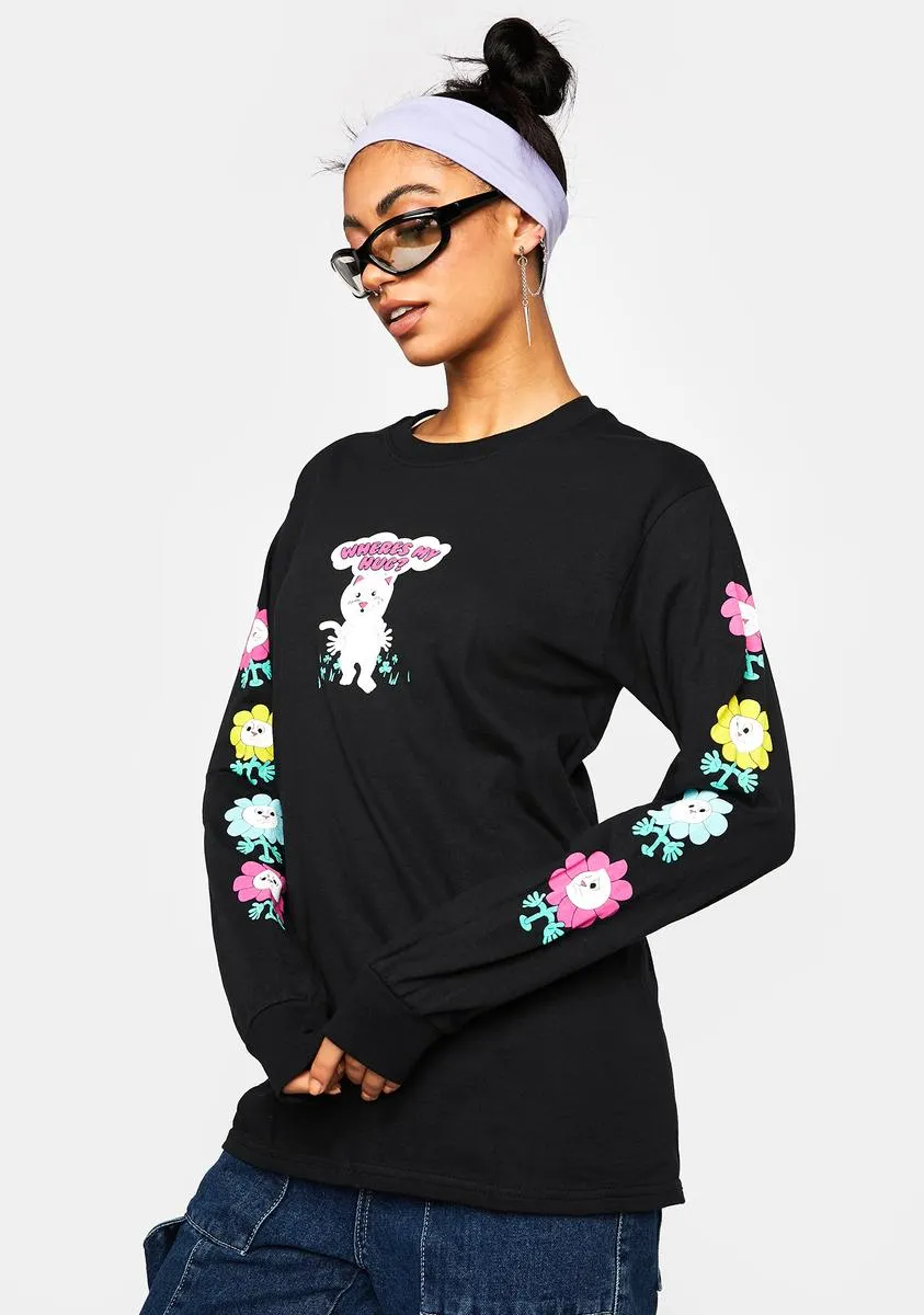 Where's My Hug Long Sleeve Graphic Tee sold by Dolls Kill product image thumbnail 4