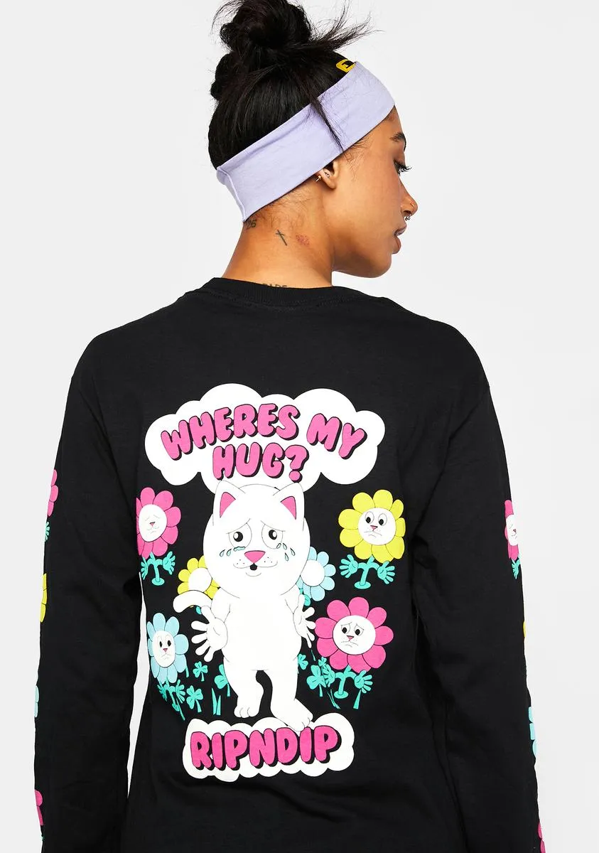Where's My Hug Long Sleeve Graphic Tee sold by Dolls Kill