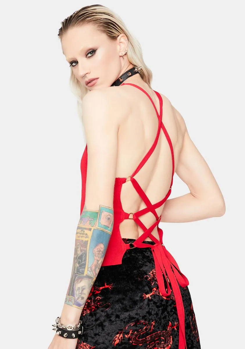 Cherry Stop Playin' Halter Crop Top sold by Dolls Kill product image thumbnail 3