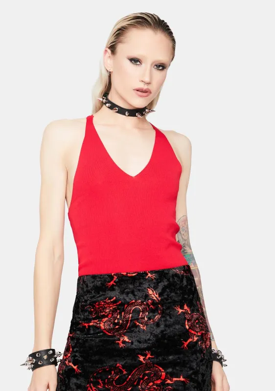 Cherry Stop Playin' Halter Crop Top sold by Dolls Kill