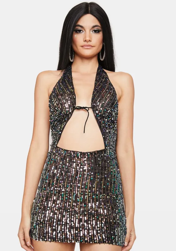 Hit The Club Sequin Halter Dress sold by Dolls Kill