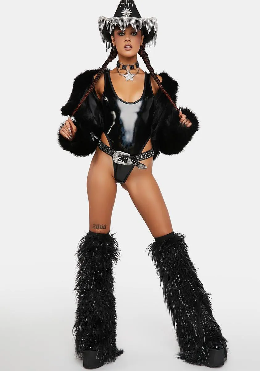 Black Laser Feather Extreme PVC Bodysuit sold by Dolls Kill product image thumbnail 3