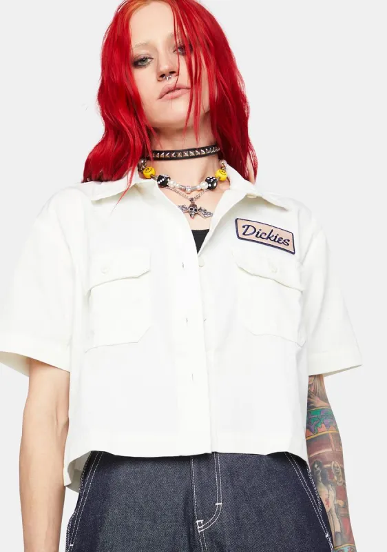 Cropped Short Sleeve Work Shirt sold by Dolls Kill