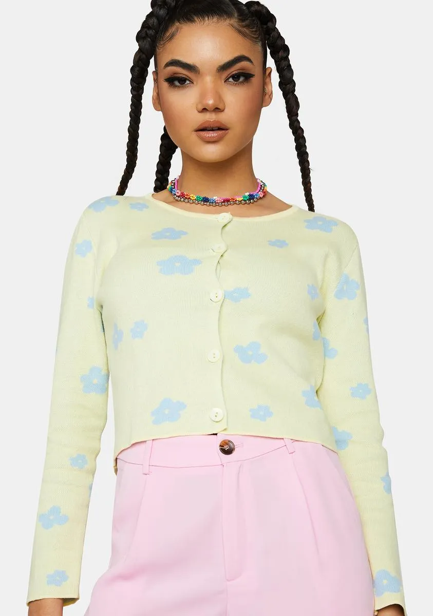 Zesty Through The Fields Floral Cropped Cardigan Top sold by Dolls Kill