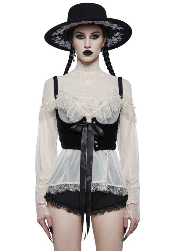 Fall From Grace Velvet Underbust Corset sold by Dolls Kill