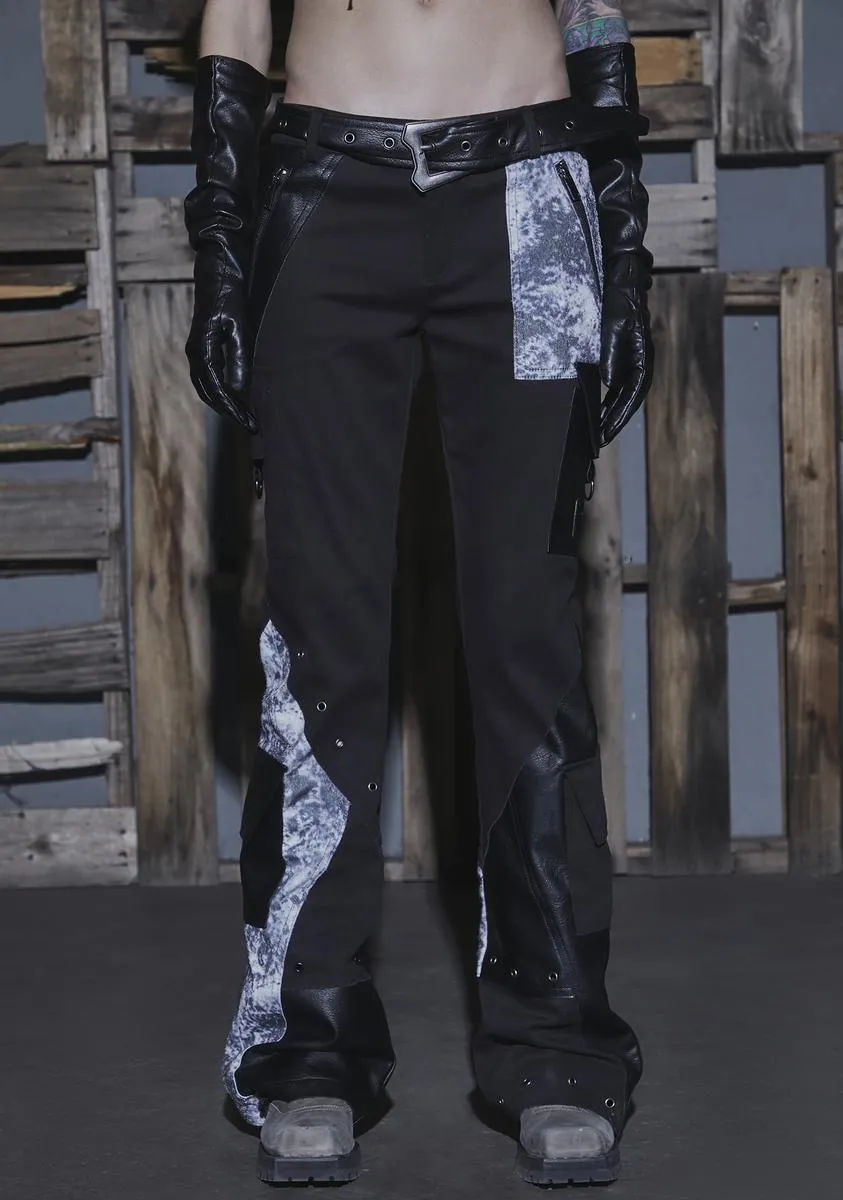 Flanger Patchwork Bootcut Pants sold by Dolls Kill