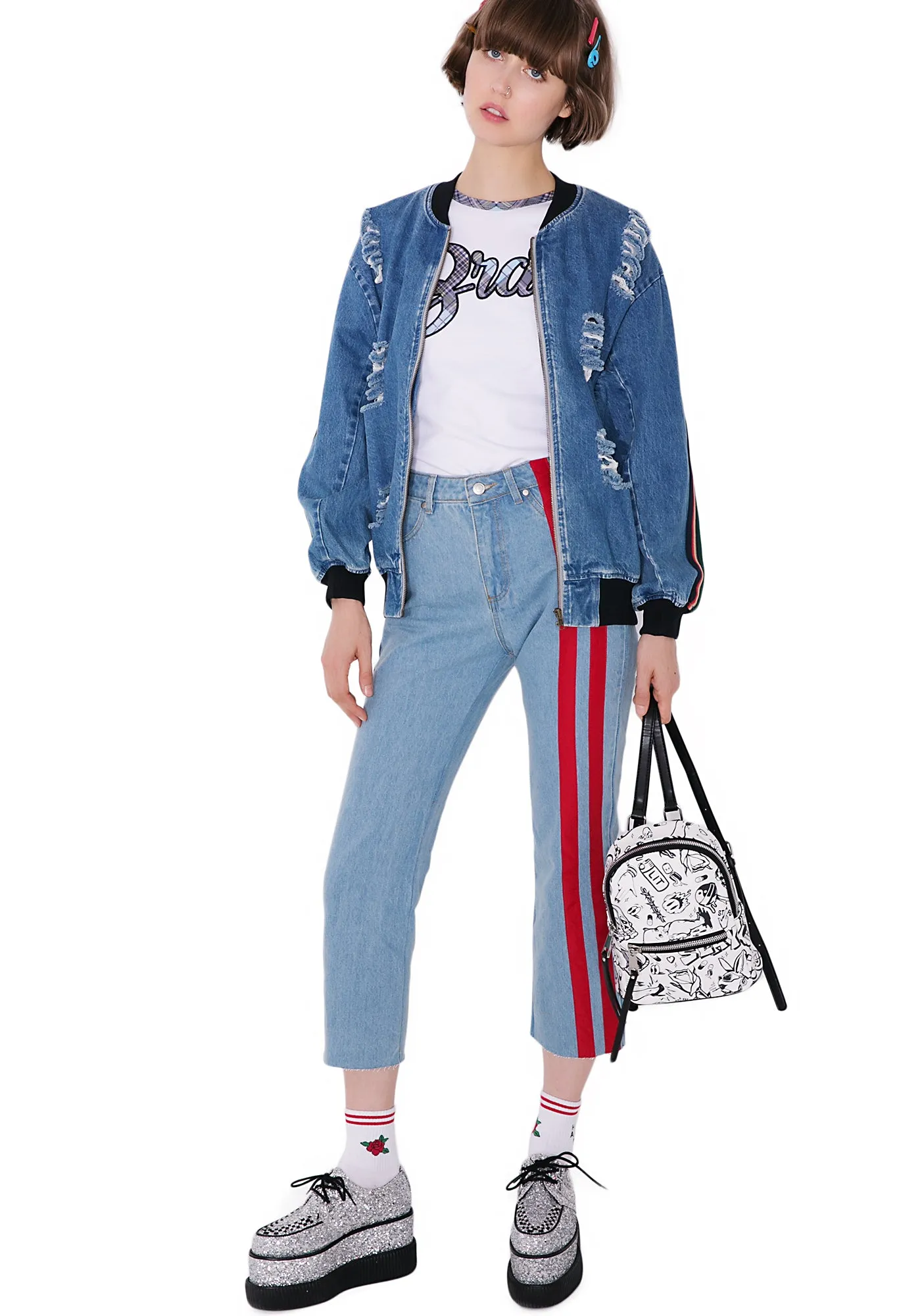 Speed Racer Striped Jeans sold by Dolls Kill product image thumbnail 5