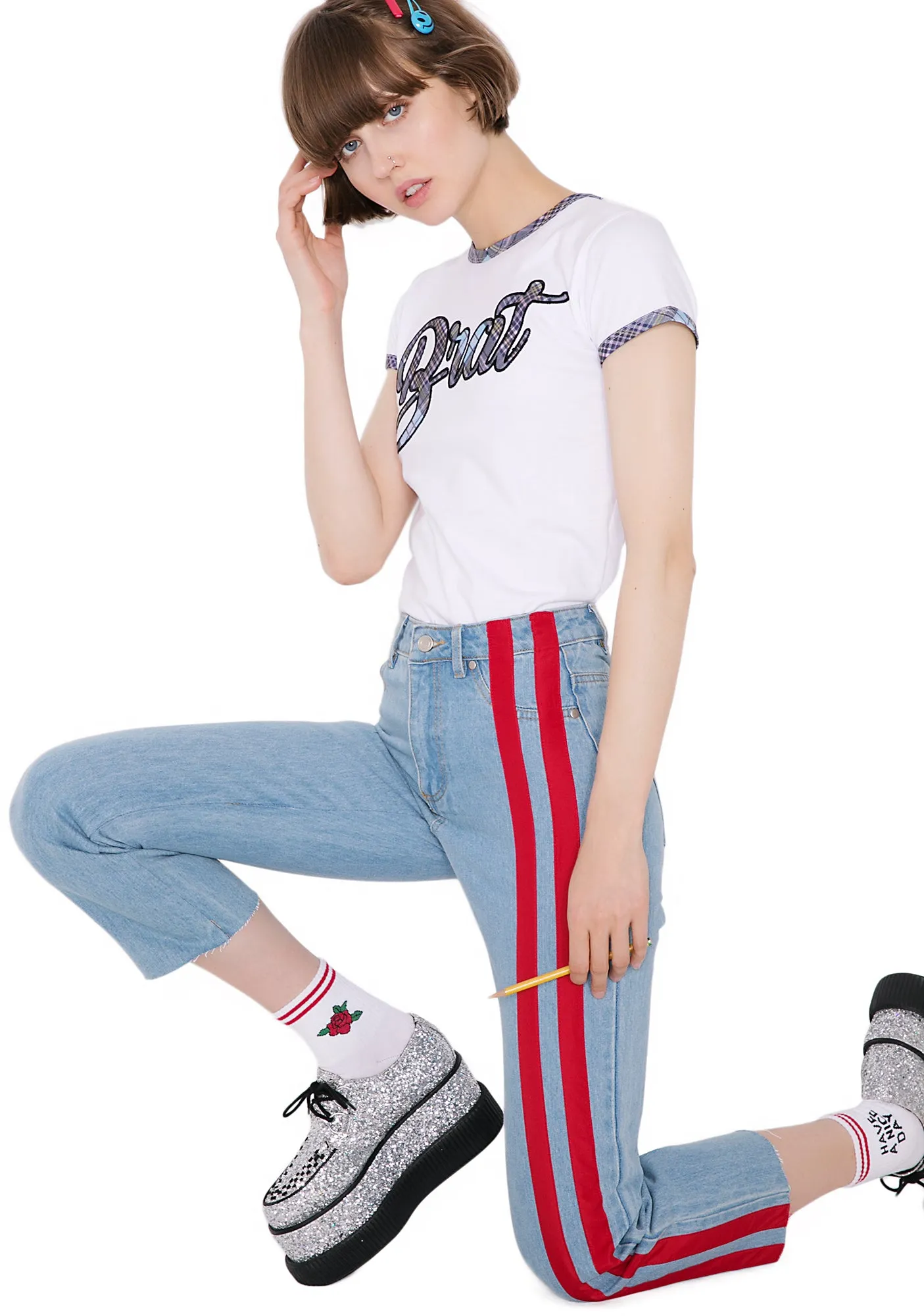 Speed Racer Striped Jeans sold by Dolls Kill product image thumbnail 3