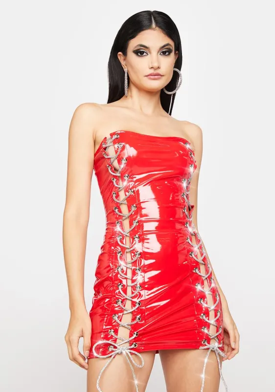 Love Reaction Vinyl Dress sold by Dolls Kill