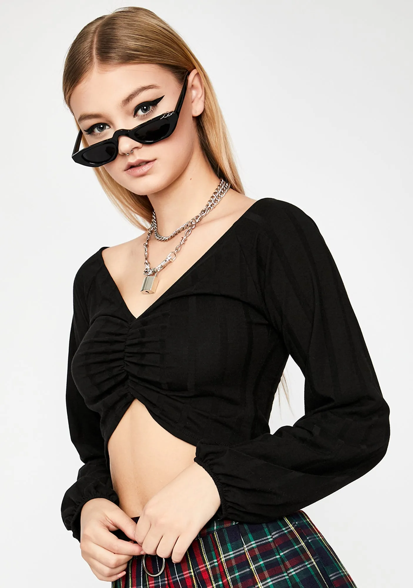 Devious Better Than Me Crop Blouse sold by Dolls Kill product image thumbnail 2