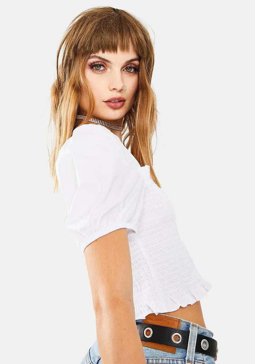 White Puff Sleeve Crop Top sold by Dolls Kill product image thumbnail 4