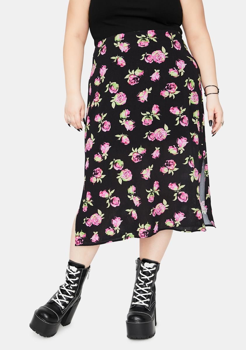 She's Lost In Yesterday Floral Midi Skirt sold by Dolls Kill