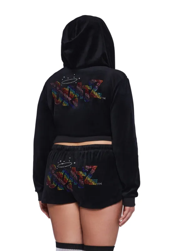 Plus Keep It Glossy Velour Jacket - Rainbow sold by Dolls Kill