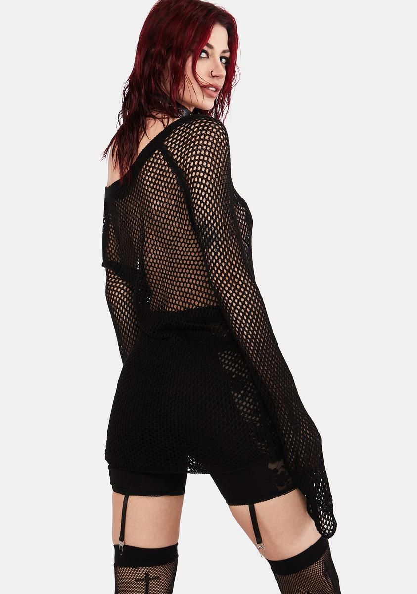 Slashed Oversize Mesh Sweater sold by Dolls Kill product image thumbnail 4