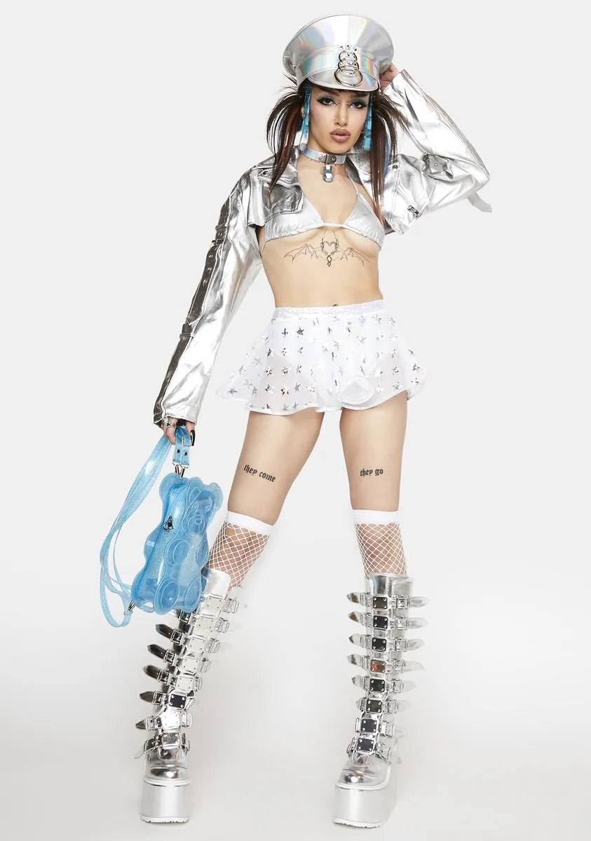 Holo Stars Mesh Mini Skirt sold by Dolls Kill product image thumbnail 3