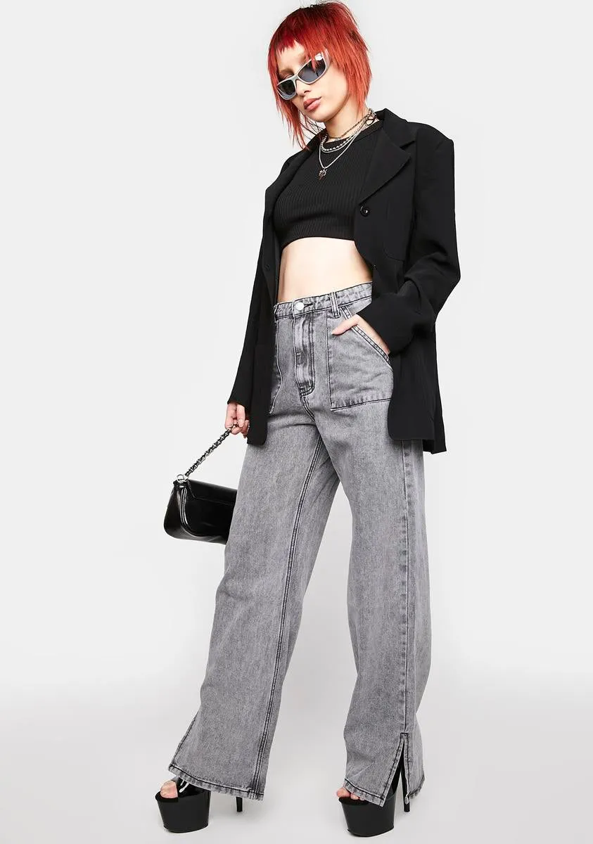 Washed Grey Wide Leg Baggy Pants sold by Dolls Kill product image thumbnail 2