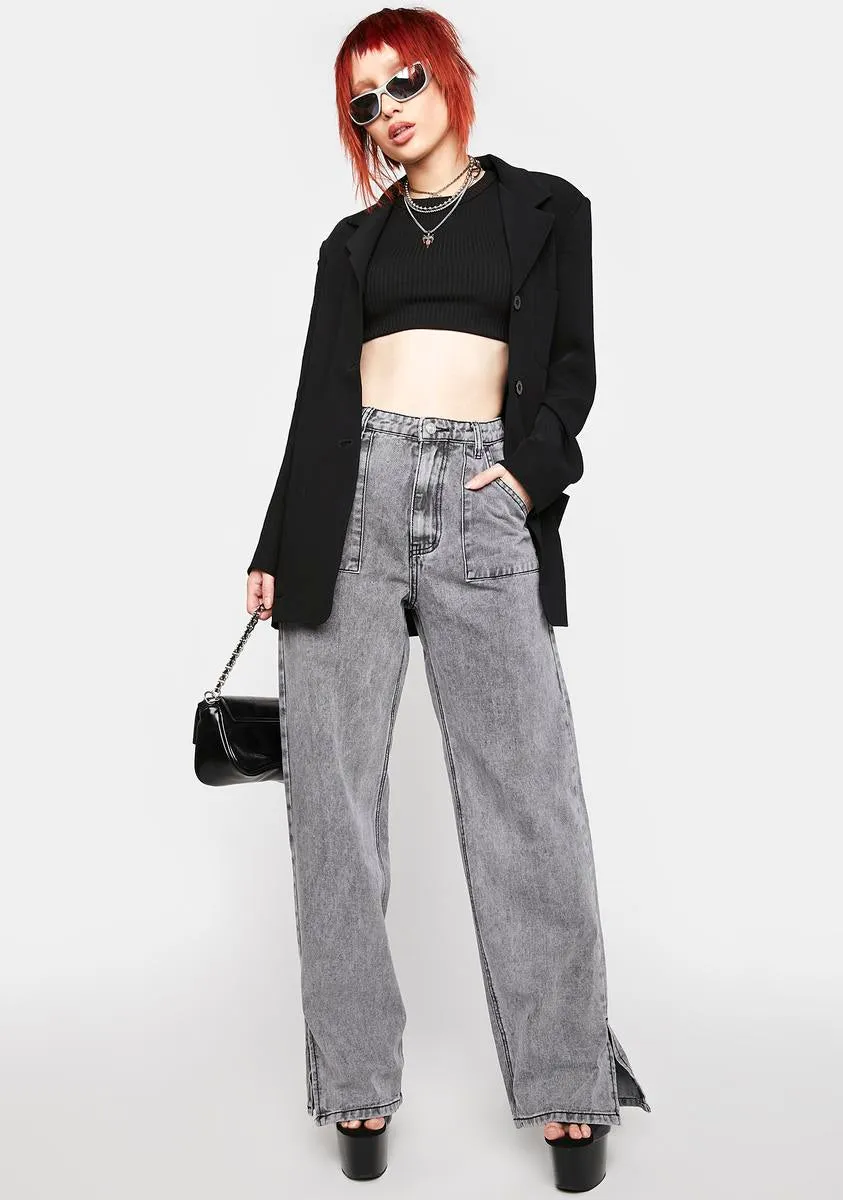 Washed Grey Wide Leg Baggy Pants sold by Dolls Kill product image thumbnail 3