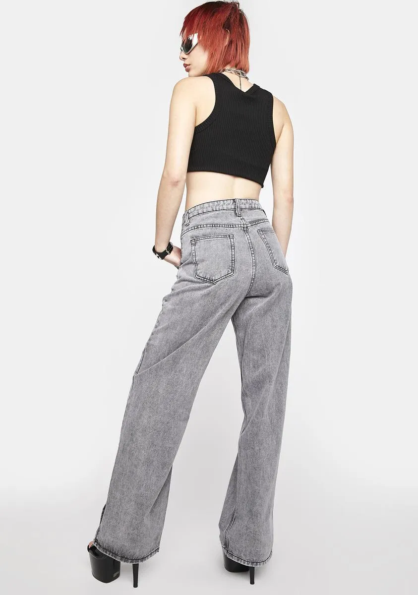 Washed Grey Wide Leg Baggy Pants sold by Dolls Kill product image thumbnail 4