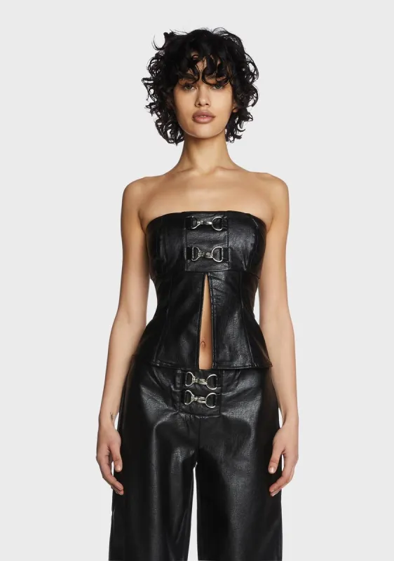 Vixen Vegan Leather Top sold by Dolls Kill