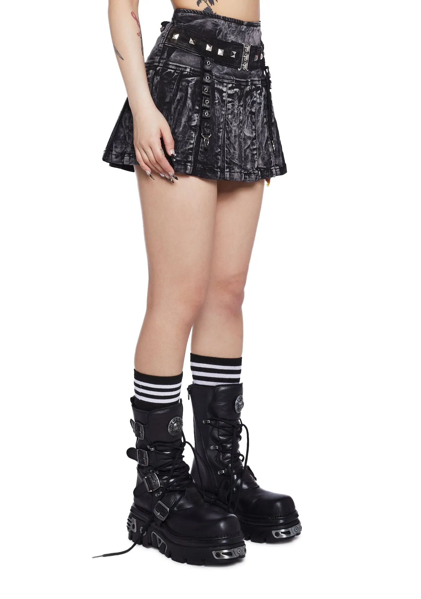 Peace Pleated Skirt - Black sold by Dolls Kill product image thumbnail 3