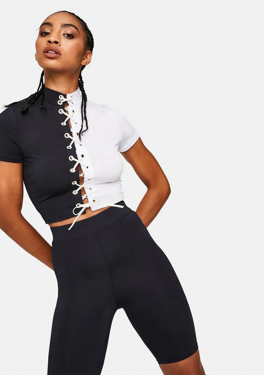 Street Queen Lace-Up Colorblock Set sold by Dolls Kill