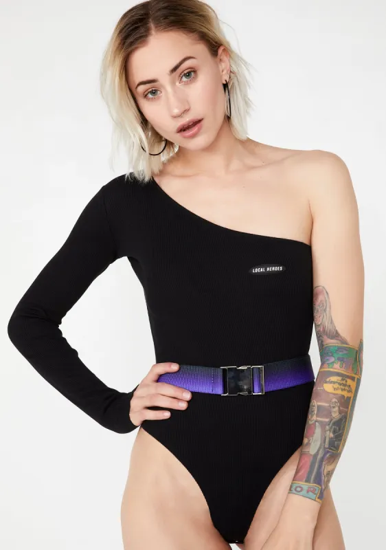 One Sleeve Black Bodysuit sold by Dolls Kill