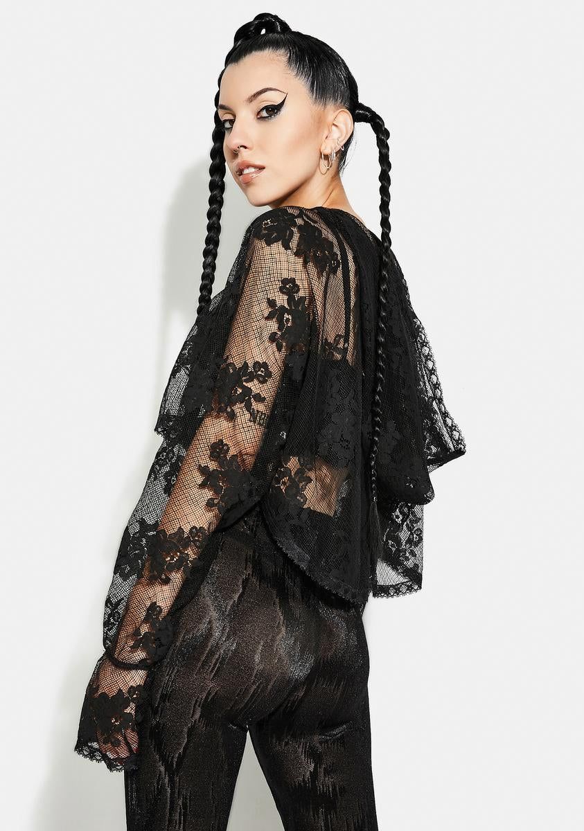 Goth Lace Sunscreen Shirt sold by Dolls Kill product image thumbnail 4