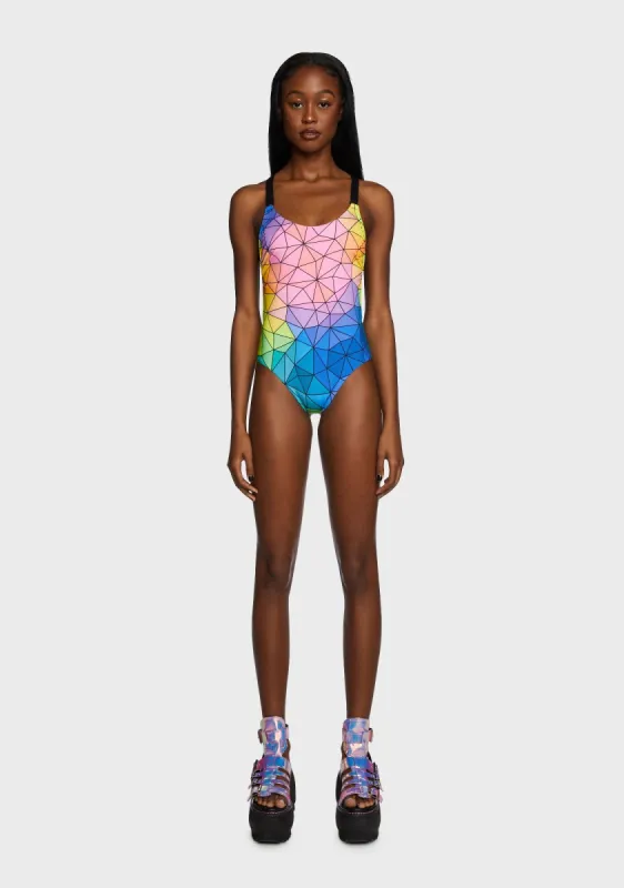 Asymmetric Colors One Piece Swimsuit sold by Dolls Kill