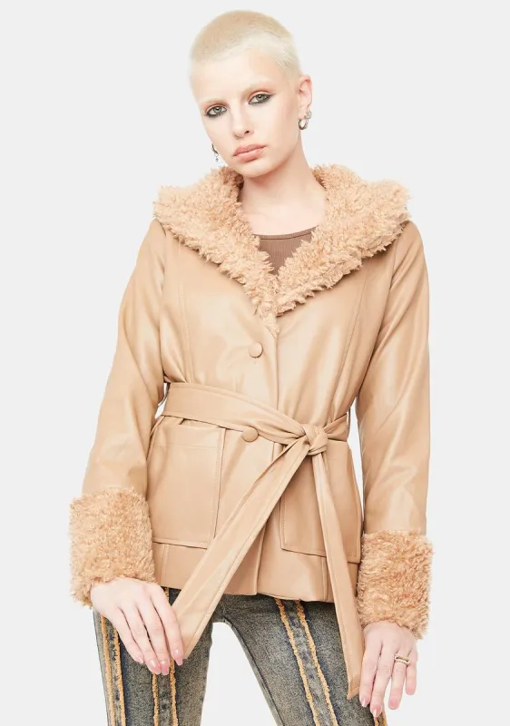 Would You Rather Fur Trim Coat sold by Dolls Kill