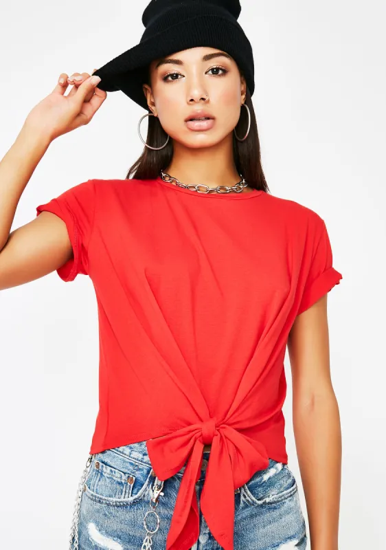 Cherry Gettin Hype Tie-Front Tee sold by Dolls Kill