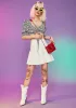 Ferris Wheelin' Poplin Pleated Mini Skirt sold by Dolls Kill