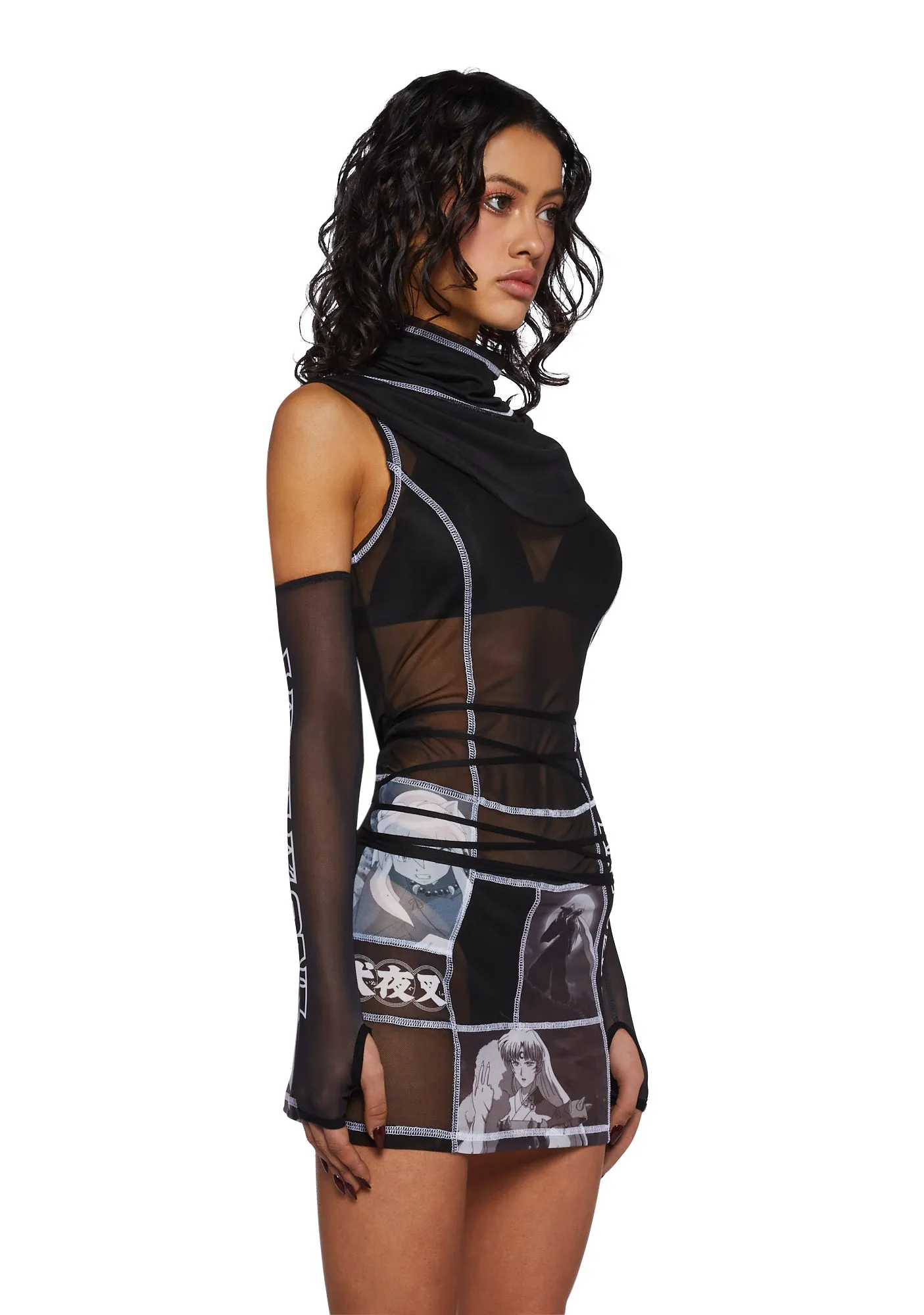 Phantom Showdown Mesh Dress And Gloves Set sold by Dolls Kill product image thumbnail 3