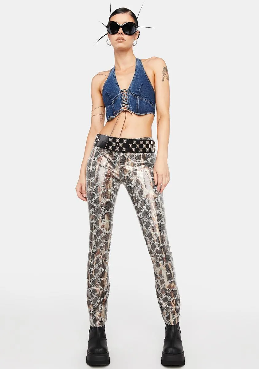 Lace Up Denim Crop Top sold by Dolls Kill product image thumbnail 3