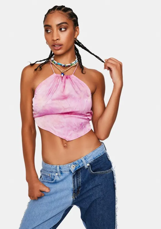 Peach Tie Dye Halter Top sold by Dolls Kill