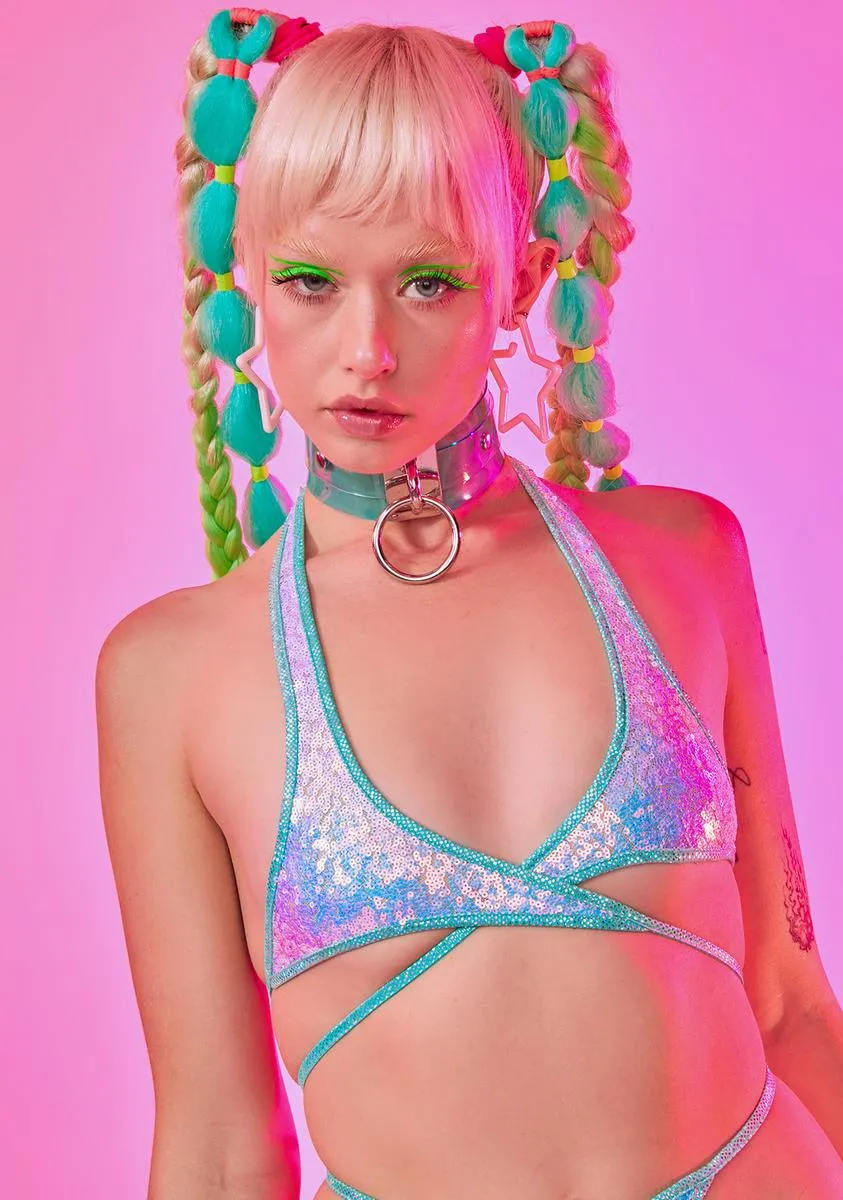 Water Sequin Spike Wrap Top sold by Dolls Kill
