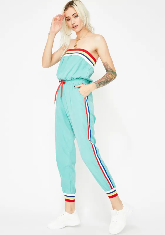 Happy Thoughts Rainbow Trim Jumpsuit sold by Dolls Kill