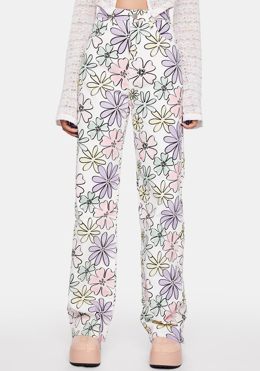 Off-White Floral Pants sold by Dolls Kill