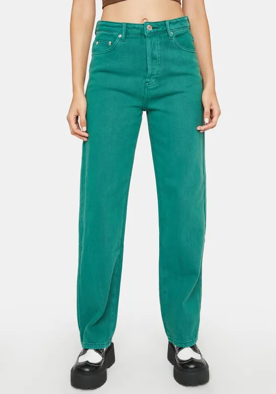 Green Reigan Wide Leg Jeans sold by Dolls Kill
