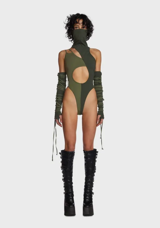 Echo Two-Tone Bodysuit And Gloves Set sold by Dolls Kill