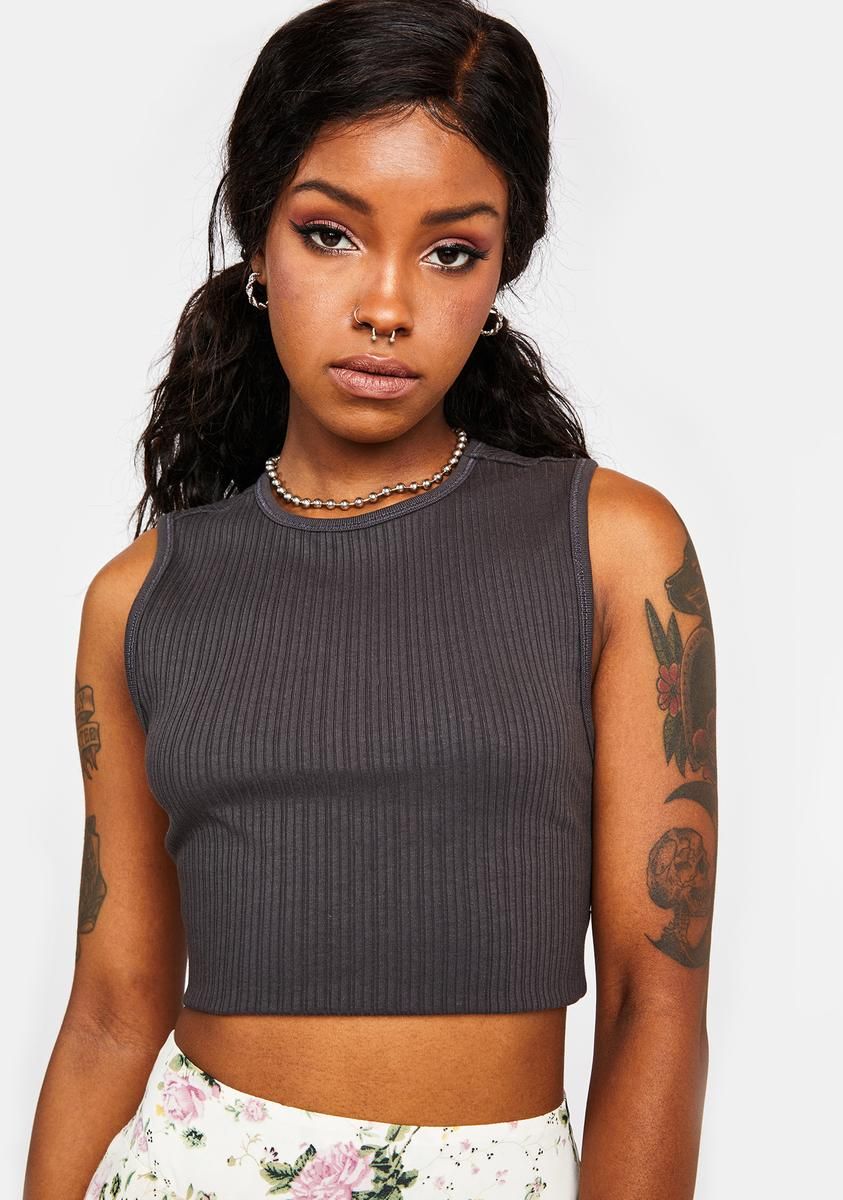 Black Amelia Rib Tank Top sold by Dolls Kill product image thumbnail 2