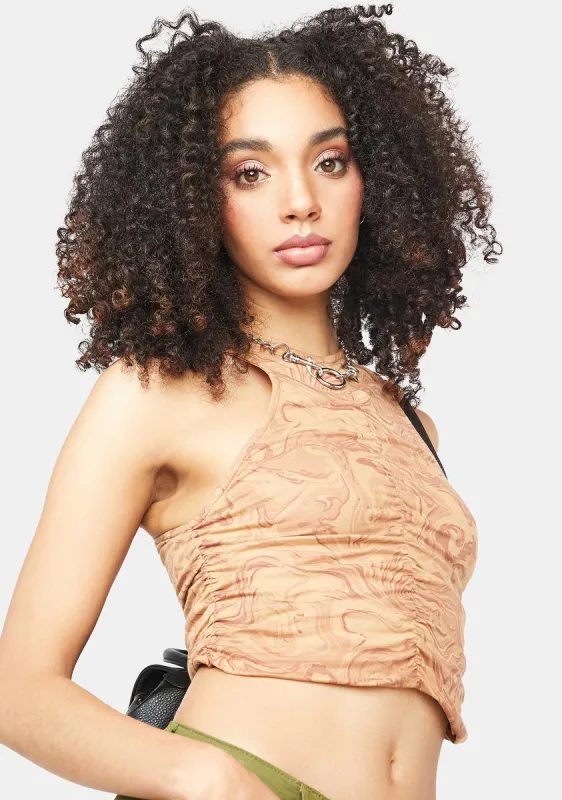 Fluid Marbling Brown Vavo Top sold by Dolls Kill