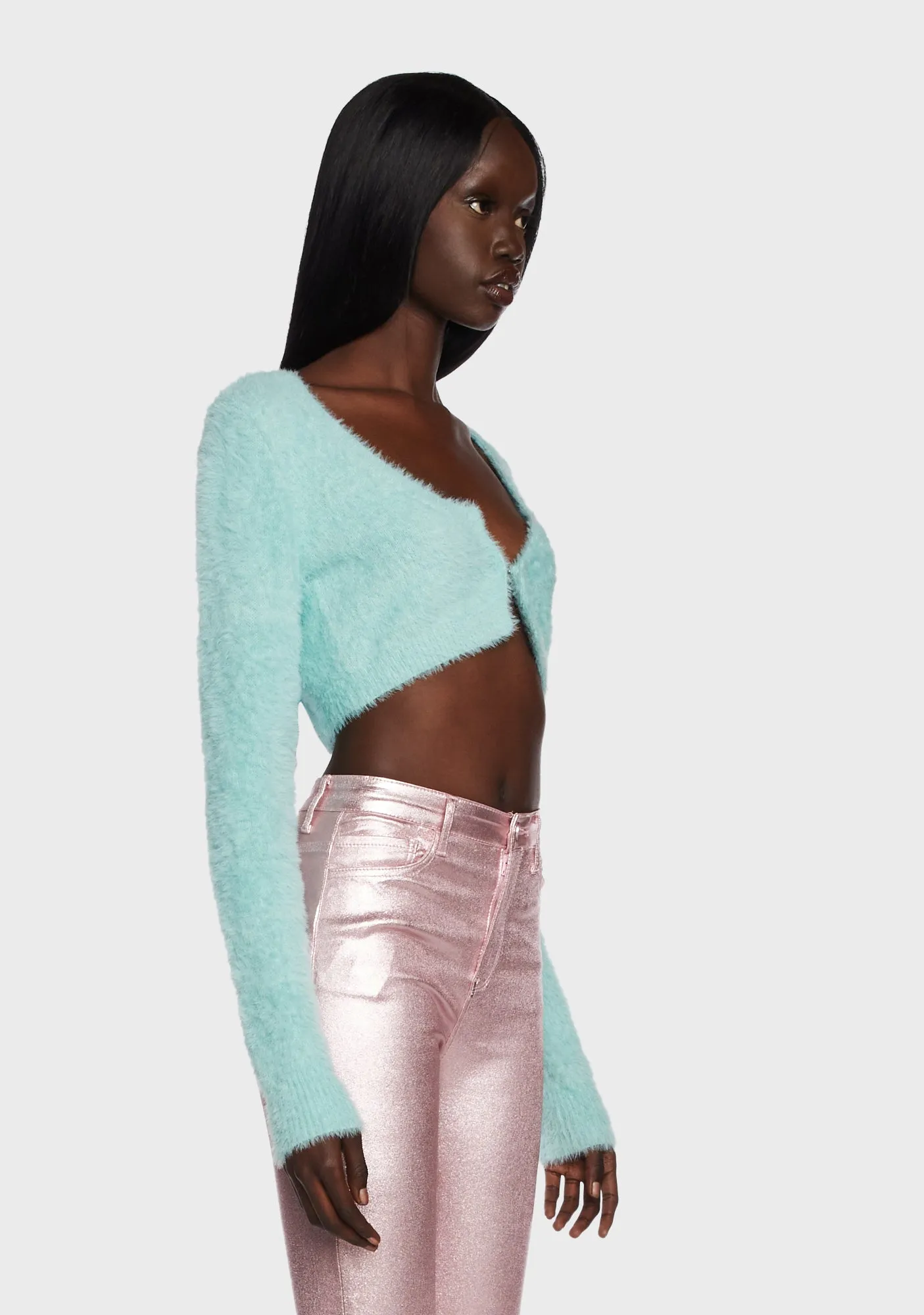 Fuzzy Hooked In Cropped Cardigan sold by Dolls Kill product image thumbnail 3