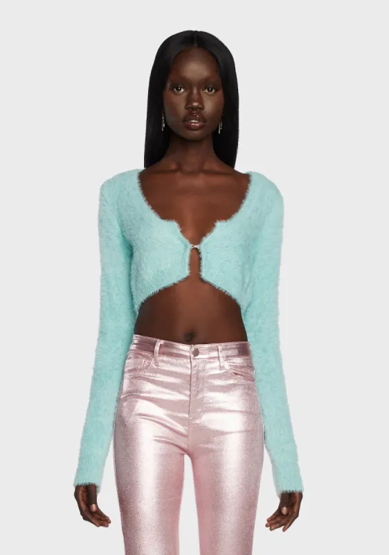 Fuzzy Hooked In Cropped Cardigan sold by Dolls Kill