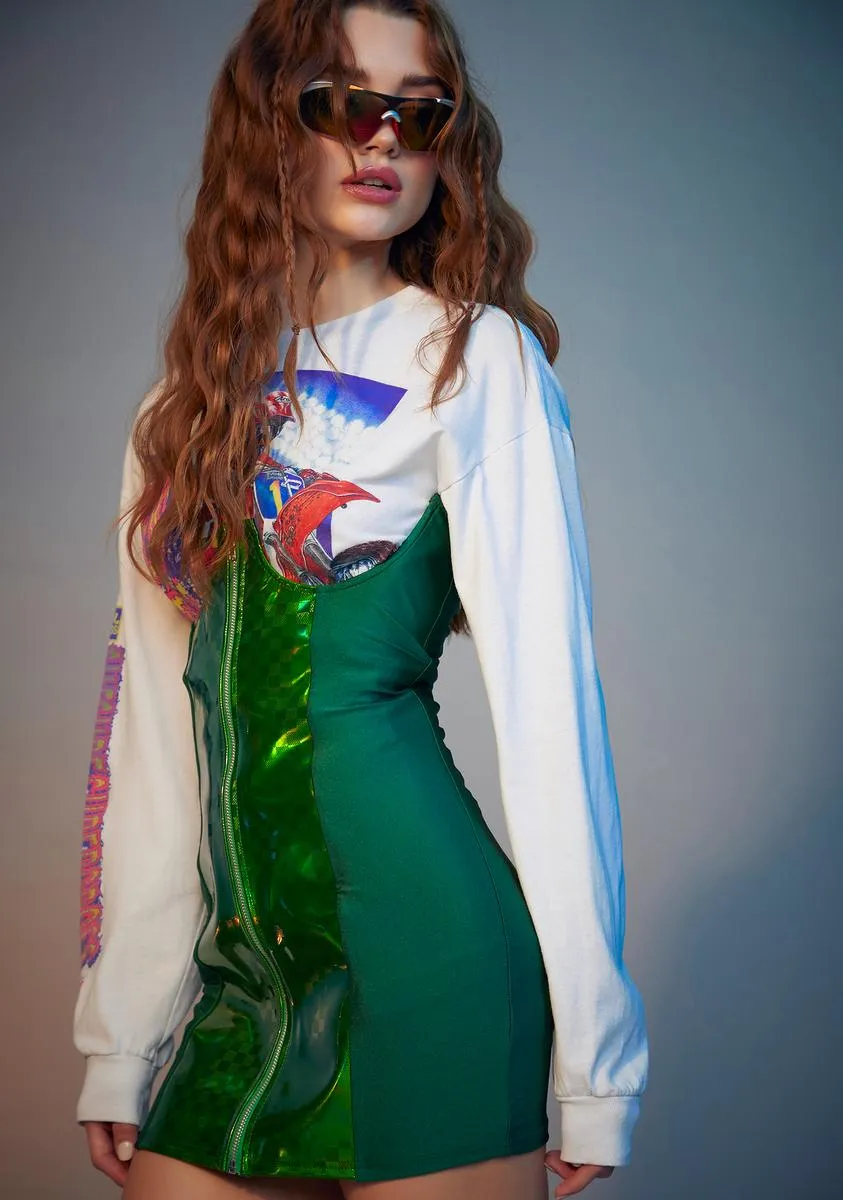 Emerald Light Chaser Holographic Bustier Dress sold by Dolls Kill product image thumbnail 2