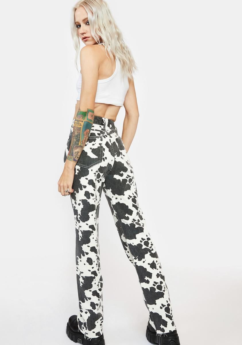 Straight Leg Cow Print Mom Jeans sold by Dolls Kill product image thumbnail 4
