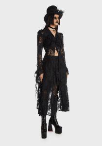 Gothic Romantic Hollow Out Frilly Lace Dress sold by Dolls Kill