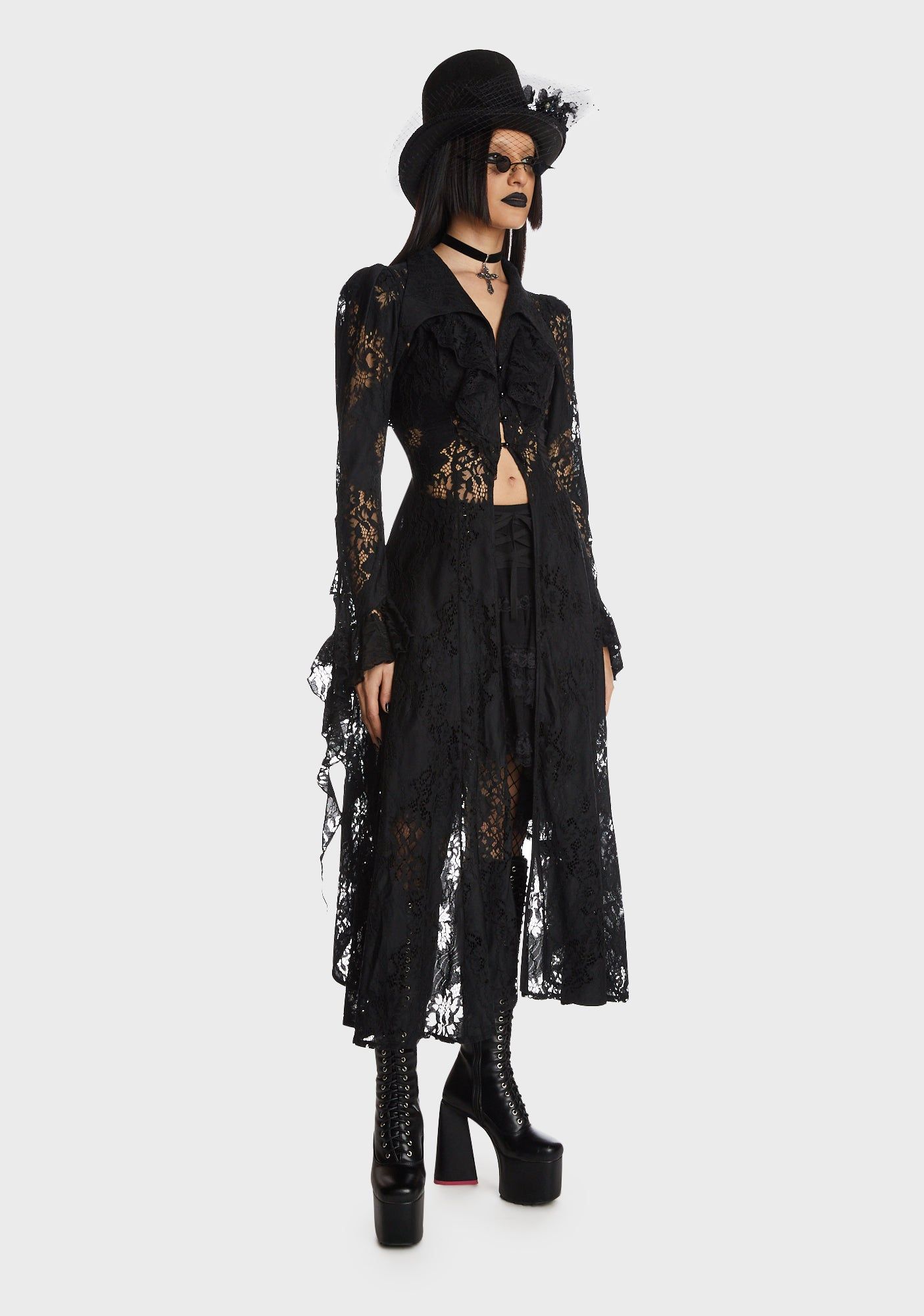 Gothic Romantic Hollow Out Frilly Lace Dress sold by Dolls Kill product image thumbnail 5