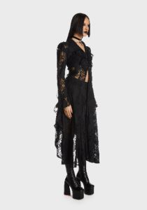 Gothic Romantic Hollow Out Frilly Lace Dress sold by Dolls Kill