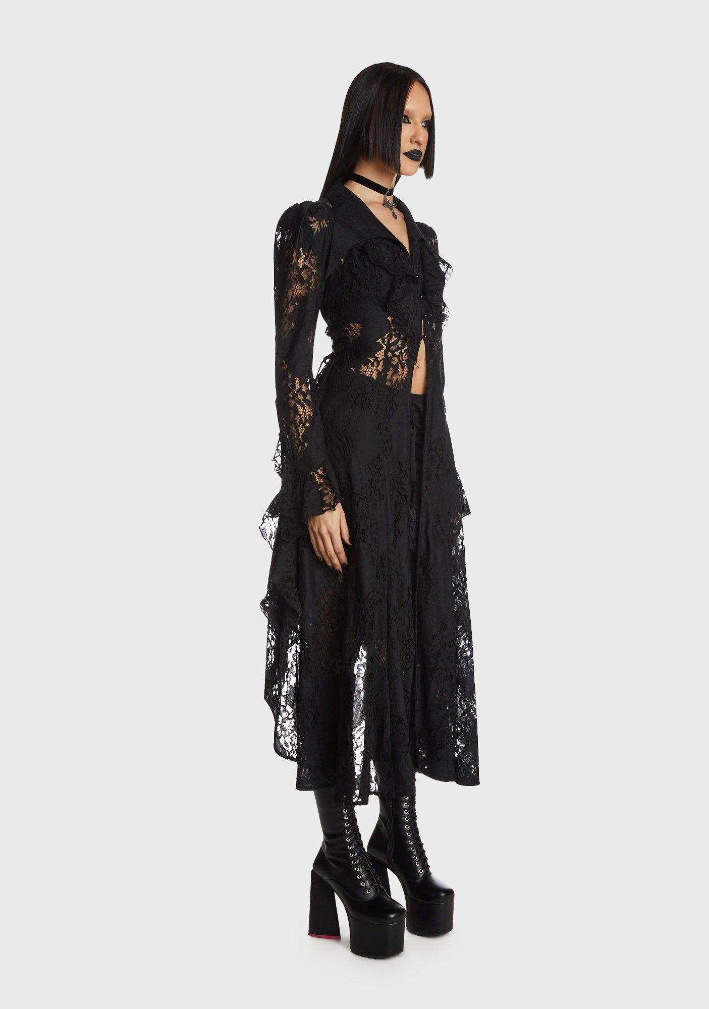 Gothic Romantic Hollow Out Frilly Lace Dress sold by Dolls Kill product image thumbnail 3